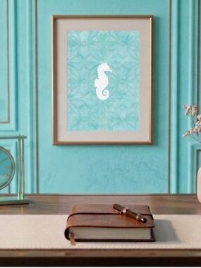Painting By Khephra Seahorse Batik Watercolor Print 5x7 (Unframed)